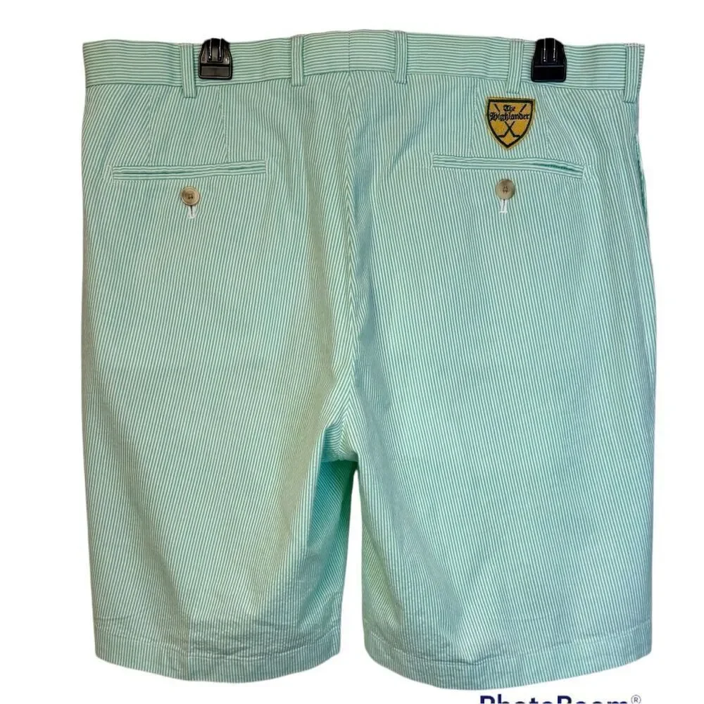 Peter Millar Men’s Seersucker Flat Front Shorts Sz. 36 Golf Summer